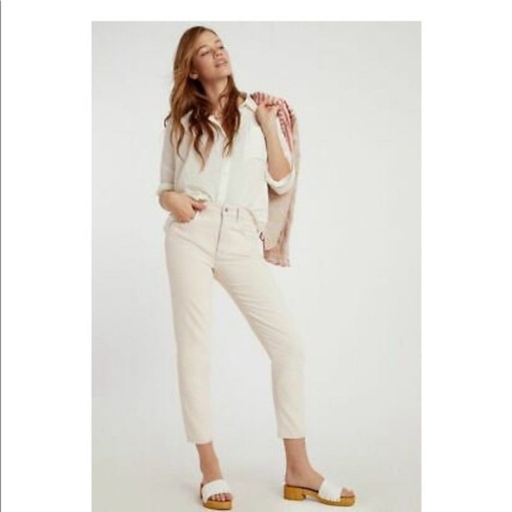 Pilcro and the Letterpress High Rise Cream Jeans